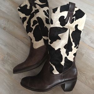 Cow hide & leather boots.